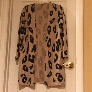 Animal print long cardigan, light weight, size small